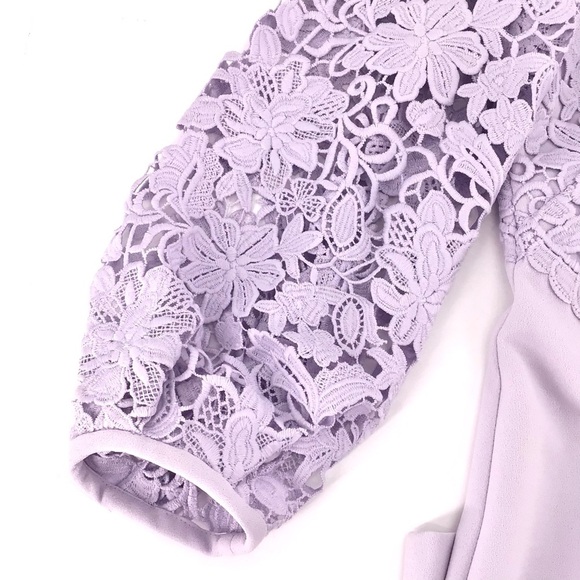 Lauren Ralph Lauren Light Purple Floral Lace 3/4 Sleeve Sheath Dress Size 4 - Picture 6 of 15